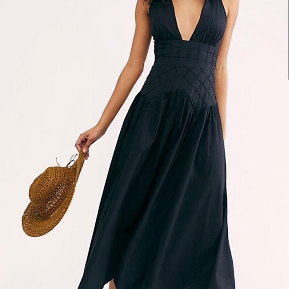 NWT Free People Black Midi Dress